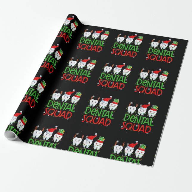 Dental Squad Dentist Funny Teeth Christmas Pajamas Geschenkpapier (Ungerollt)