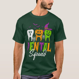 Dental Squad Funny Three Tooth Teeth Hexe Hallowe T-Shirt