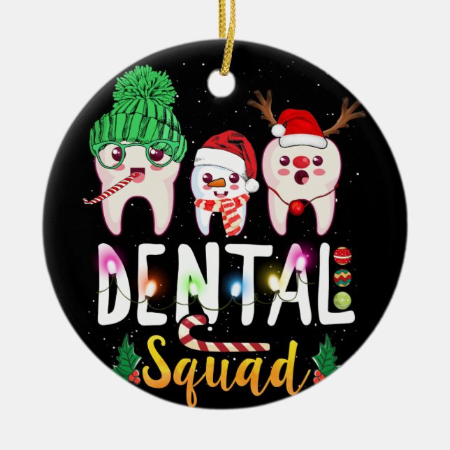 Dental Squad Niedlich Tooth Dental Assistant Weihn Keramik Ornament (Vorne)