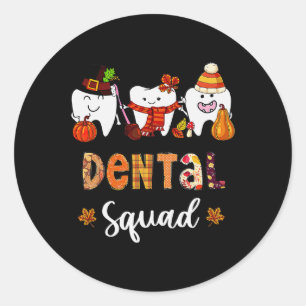 Dental Squad Pumpkin Herbstlaubs Zahnarzt als Runder Aufkleber