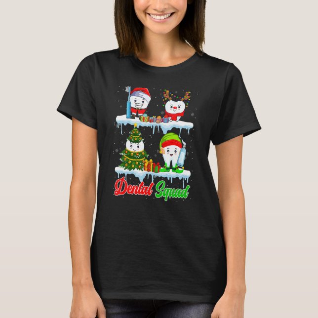 Dental Squad Santa Elf Reindeer Christmas Tree Tee (Vorderseite)