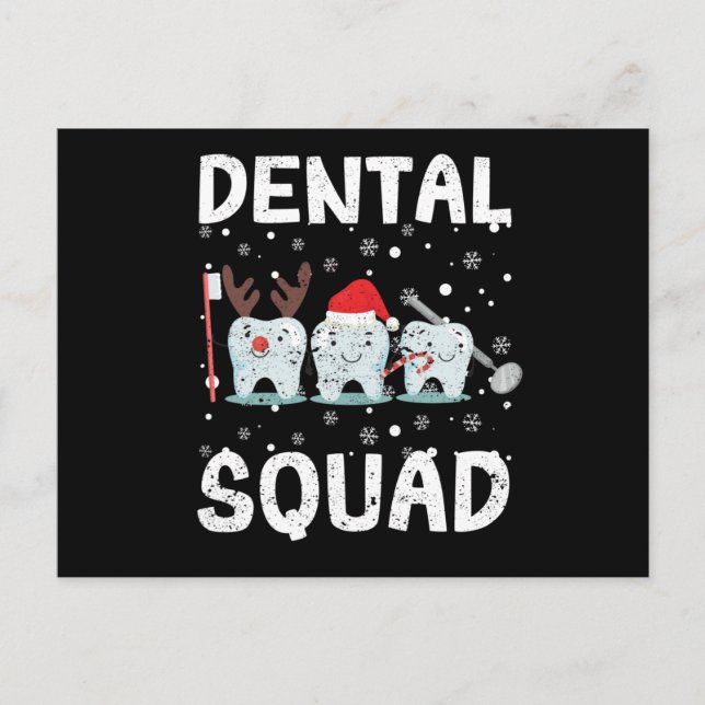 Dental Squad Teeth Dentist Merry Christmas Postkarte (Vorderseite)