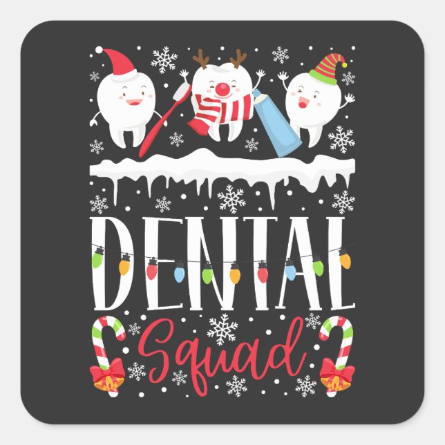 Dental Squad Teeth Toothbrush Quadratischer Aufkleber (Vorderseite)