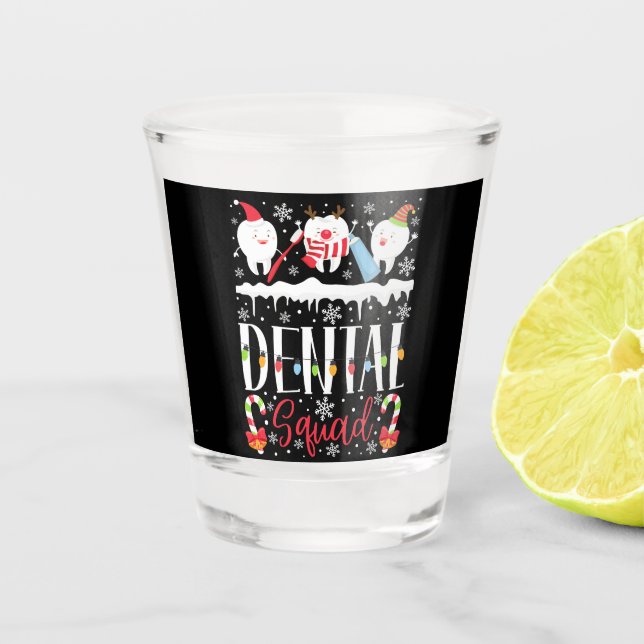 Dental Squad Teeth Toothbrush Schnapsglas (Vorderseite)