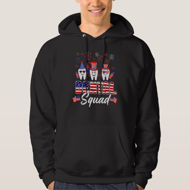 Dental Squad Tooth American Flag 4th Of July  Dent Hoodie (Vorderseite)
