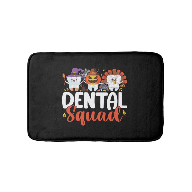 Dental Squad Tooth Dentist Erntedank Halloween Badematte (Vorderseite)
