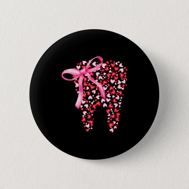 Dental Squad Valentines Cute Heart Teeth Dental Hy Button (Vorderseite)