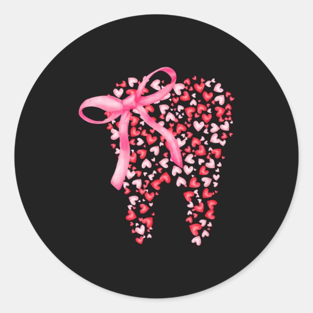 Dental Squad Valentines Cute Heart Teeth Dental Hy Runder Aufkleber (Vorderseite)