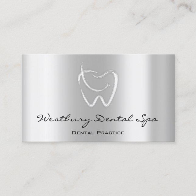 Dental Studio Smile Logo Silver Grau Visitenkarte (Vorderseite)