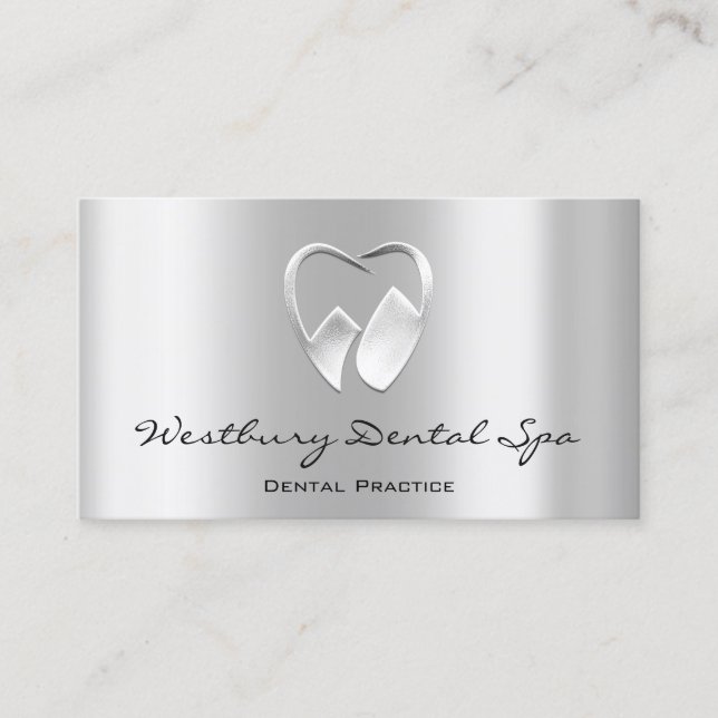 Dental Studio Smile-Logo Silver Gray Dentist Visitenkarte (Vorderseite)