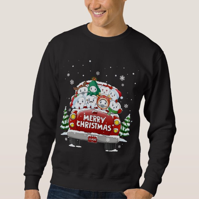 Dental Teeth Merry Christmas Red Truck Zahnarzt Ch Sweatshirt (Vorderseite)