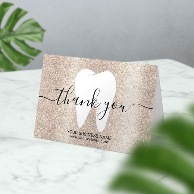 Dental White Tooth Modern Gold Dentist Vielen Dank Dankeskarte (Von Creator hochgeladen)