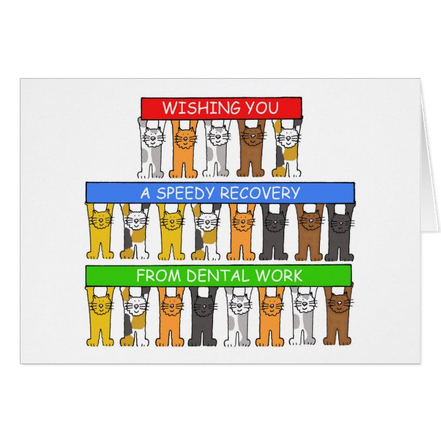 Dental Work Speedy Recovery Cartoon Cats (Vorderseite (Horizontal))