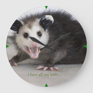 Dentalbüro - lustige Opossum-Foto-Wanduhr Große Wanduhr