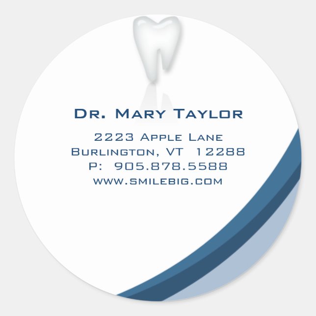 Dentalmolar-Zahn-Logo-Aufkleber Blau-Kurve Runder Aufkleber (Vorderseite)