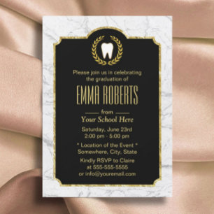 Dentalschule Abschluss Moderner Marmor Einladung