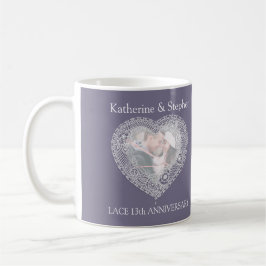 Dentelle 13e anniversaire mariage photo mug