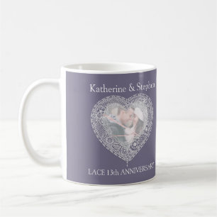 Dentelle 13e anniversaire mariage photo mug