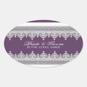 Dentelle à goutte, Sticker Mariage pourpre prune