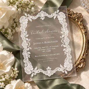 Dentelle Blanche Invitation Transparente pour Ente