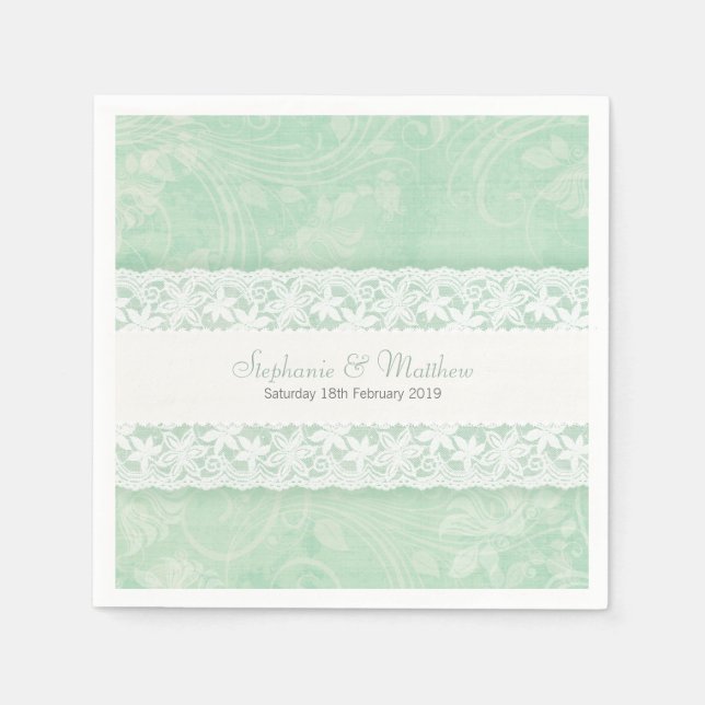 Dentelle blanche mariage sur serviettes en papier  (Devant)
