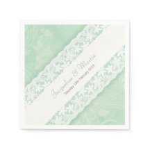 Dentelle blanche mariage sur serviettes en papier