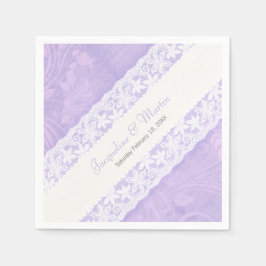 dentelle blanche mariage sur serviettes en papier 