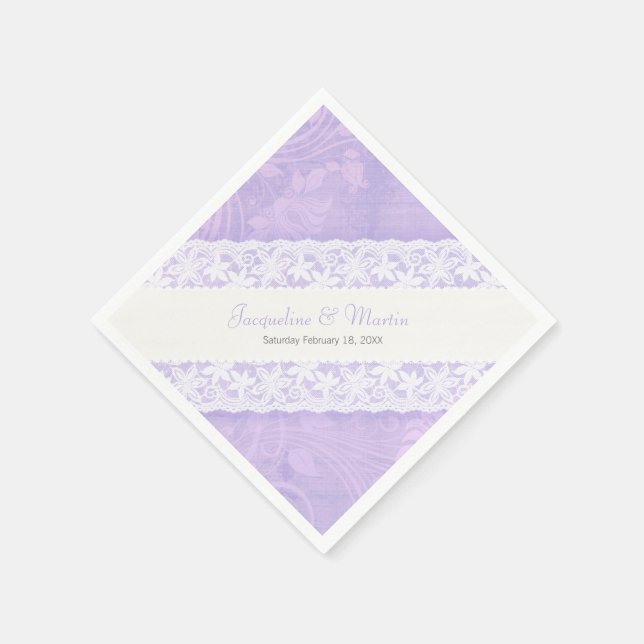 dentelle blanche mariage sur serviettes en papier  (Coin)