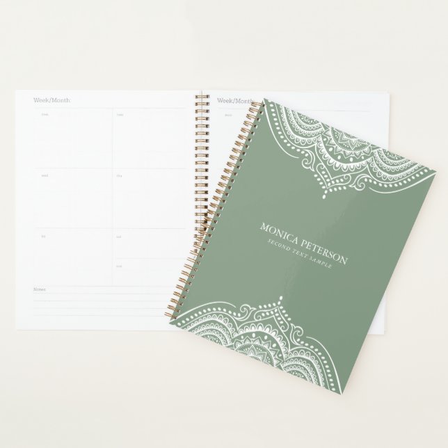 Dentelle Blanche Paisley Mandala Sur Sagr Green (Devant avec enveloppe)