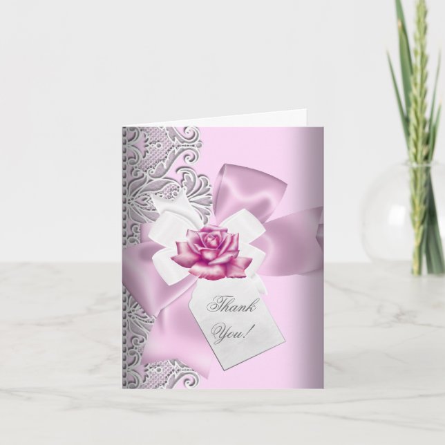 Dentelle blanche rose Merci (Devant)