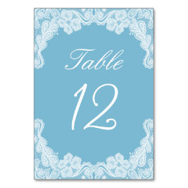 Dentelle blanche sur Pastel Blue Numéro de table