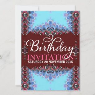Dentelle bleue Bourgogne Adulte Invitations d'anni
