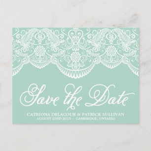 Dentelle Brocade Mint Enregistrer la date Carte po