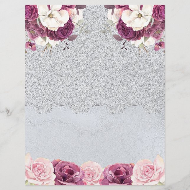 Dentelle d'argent et papier à scandale floral roma (Devant)