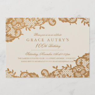 Dentelle de bronze 100e anniversaire Invitation