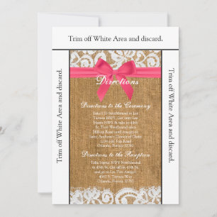 Dentelle de Burlap rose de la carte 3.5x6