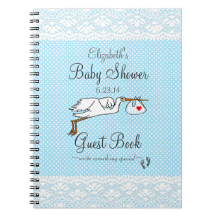 Dentelle de Faux, livre d'invité bleu de baby