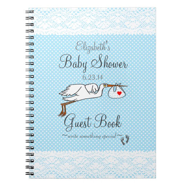 Dentelle de Faux, livre d'invité bleu de baby (Devant)