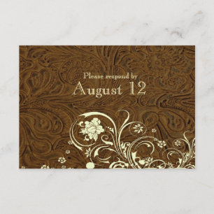 Dentelle en cuir Brown foncé RSVP avec enveloppes
