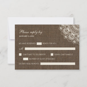 Dentelle Filipiniana sur la carte RSVP de mariage 
