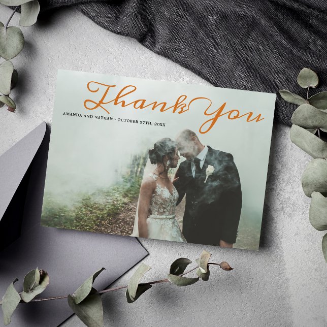 Dentelle gothique Halloween Orange Carte de remerc (Créateur téléchargé)