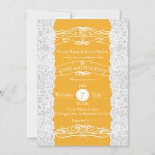 Dentelle Jaune & Blanc Élégantes Invitations FIANÇ