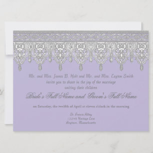 Dentelle, lavande et gris - Invitation de mariage