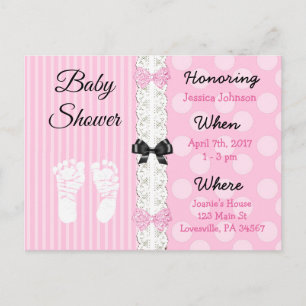 Dentelle rose et invitation Baby shower de la fill