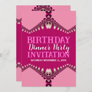 Dentelle rose Tribal Invitations pour le dîner