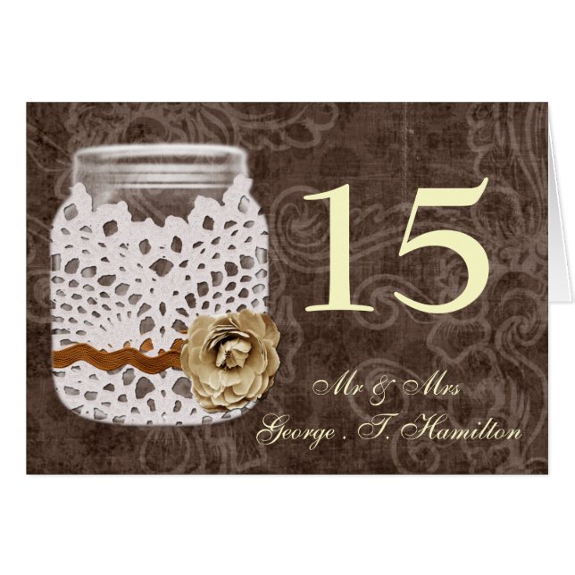 Dentelle rustique enveloppé Mason Jar Mariage (Devant Horizontal)