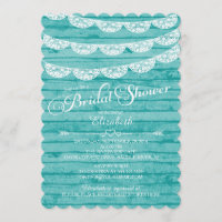 Dentelle rustique et invitation en bois bleue de