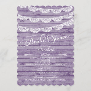 Dentelle rustique et invitation en bois pourpre de