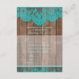 Dentelle Turquoise rustique et bois RSVP avec opti