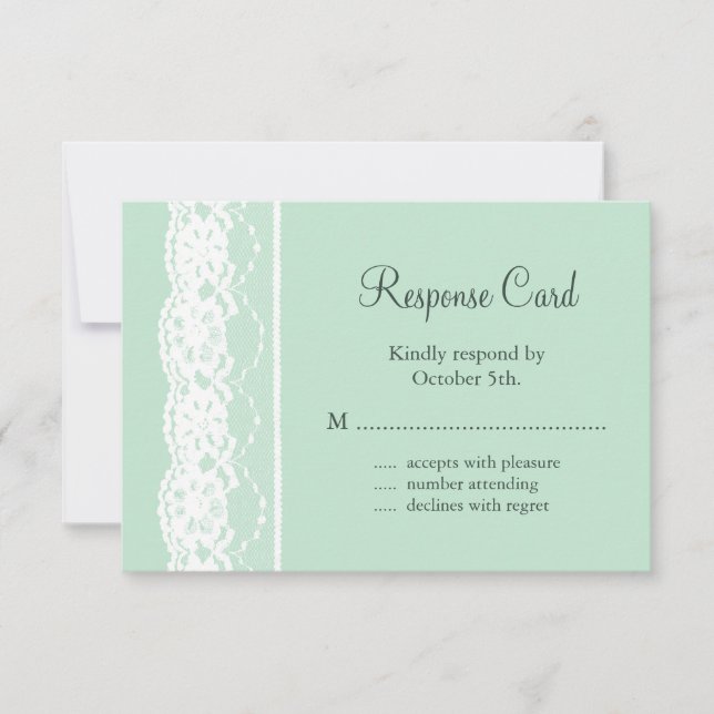 Dentelle verte et Vintage de la menthe RSVP (Devant)